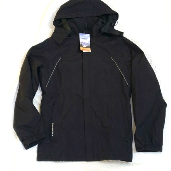 Moerdeng Mens Lightweight Shell Jacket Black Removable Hood, Size S - Picture 4 of 14